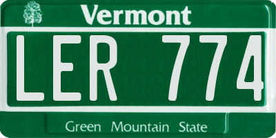 VT license plate LER774