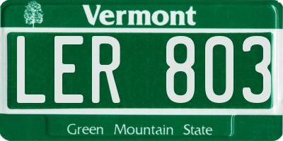 VT license plate LER803