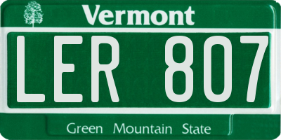 VT license plate LER807