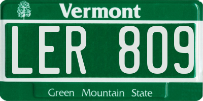 VT license plate LER809