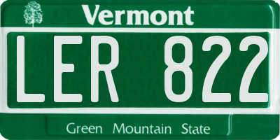 VT license plate LER822