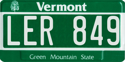 VT license plate LER849