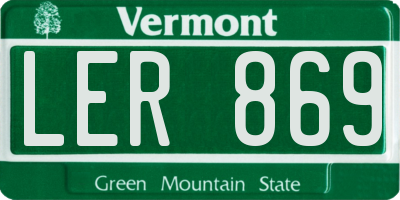 VT license plate LER869