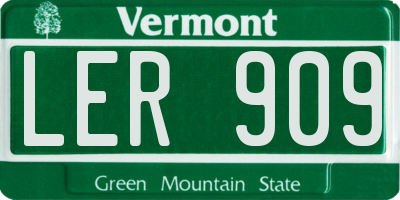 VT license plate LER909