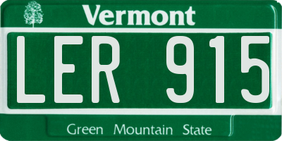 VT license plate LER915
