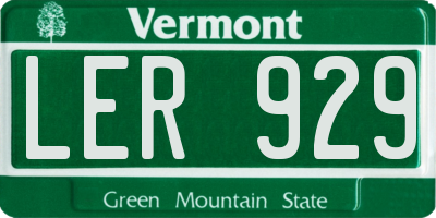 VT license plate LER929