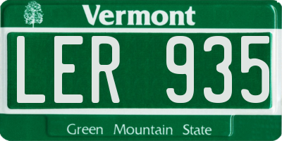 VT license plate LER935