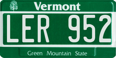 VT license plate LER952