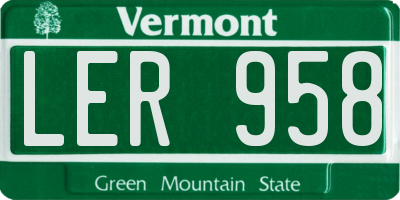 VT license plate LER958