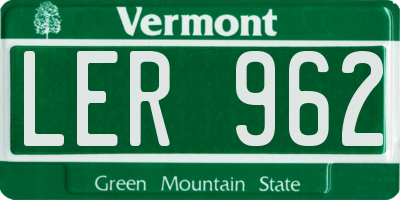 VT license plate LER962