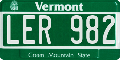 VT license plate LER982