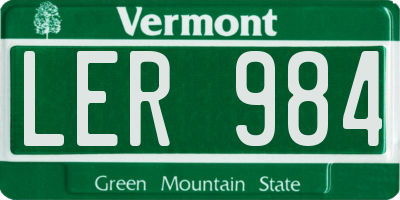 VT license plate LER984