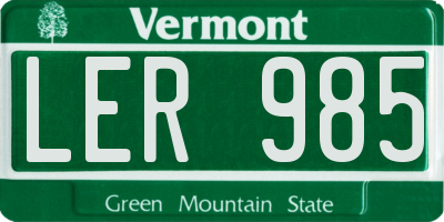VT license plate LER985