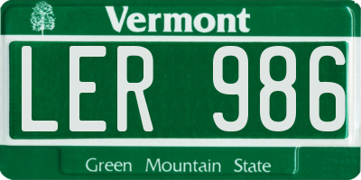 VT license plate LER986