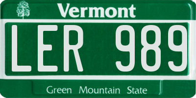 VT license plate LER989