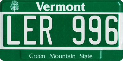 VT license plate LER996
