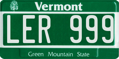 VT license plate LER999