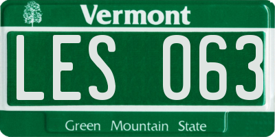VT license plate LES063