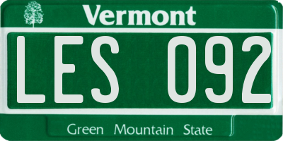 VT license plate LES092