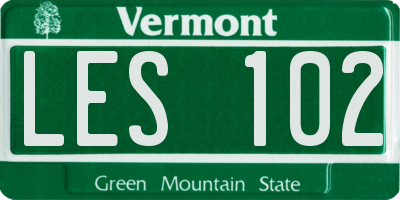 VT license plate LES102