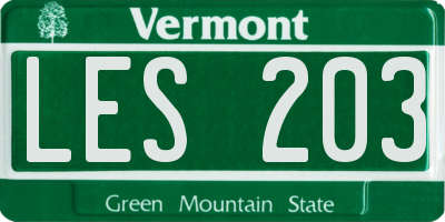 VT license plate LES203