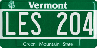 VT license plate LES204