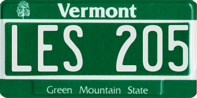 VT license plate LES205