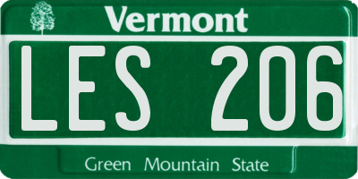 VT license plate LES206