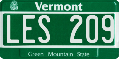 VT license plate LES209