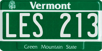 VT license plate LES213