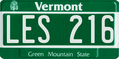 VT license plate LES216
