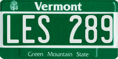 VT license plate LES289