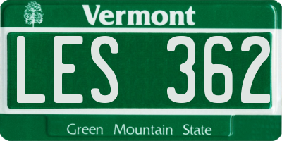VT license plate LES362