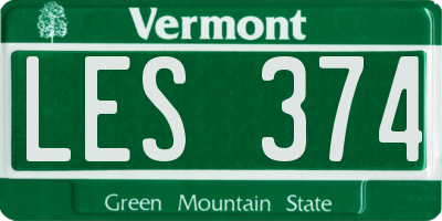 VT license plate LES374