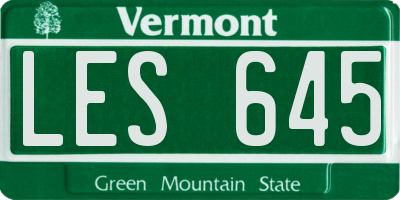 VT license plate LES645
