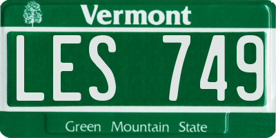 VT license plate LES749