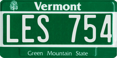 VT license plate LES754