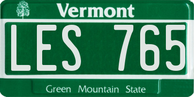 VT license plate LES765