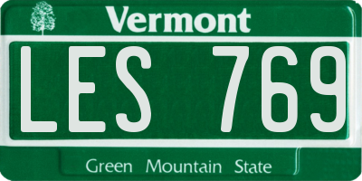 VT license plate LES769