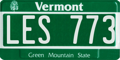 VT license plate LES773