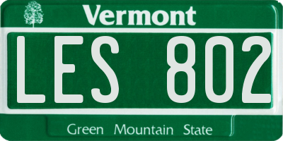 VT license plate LES802