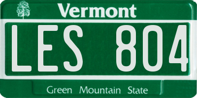 VT license plate LES804
