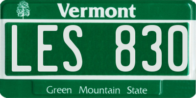 VT license plate LES830