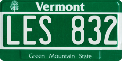 VT license plate LES832