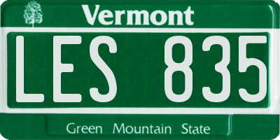 VT license plate LES835