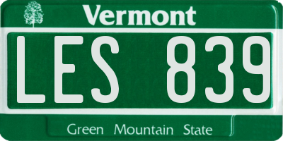VT license plate LES839