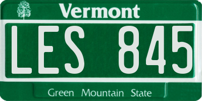 VT license plate LES845