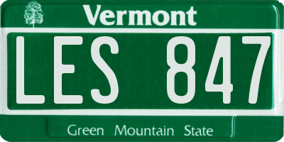 VT license plate LES847
