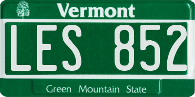 VT license plate LES852