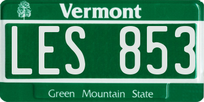 VT license plate LES853